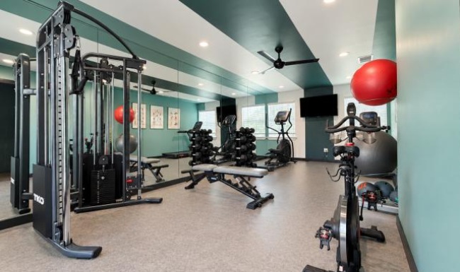 a gym with exercise equipment